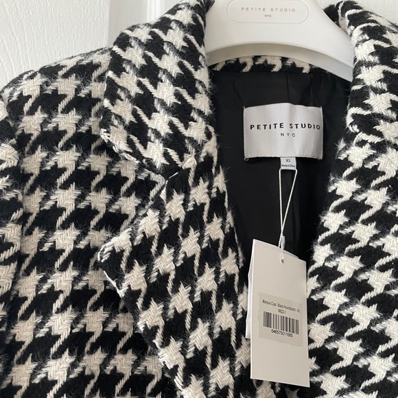 Petite Studio Black/white Plaid Long Coat Size XS - Picture 5 of 10